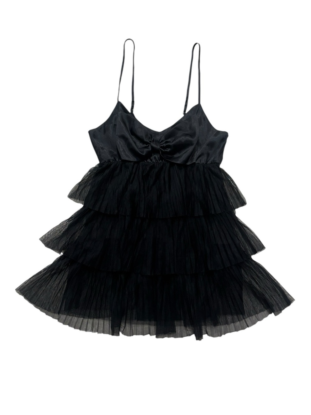Victoria's Secret Black Tiered Tulle Dress with Spaghetti Straps
